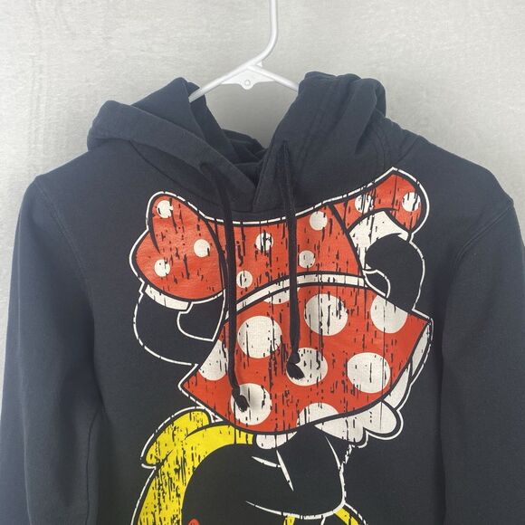 Disney Minnie Mouse Sweater Womens Medium Black Red Hoodie Sweatshirt Pullover - Picture 4 of 10